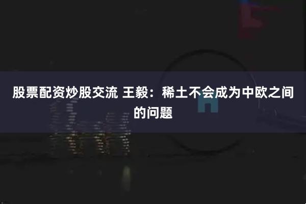 股票配资炒股交流 王毅：稀土不会成为中欧之间的问题